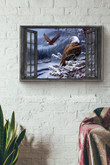 Window Flying Eagle In Winter Forest Canvas Painting Ideas, Canvas Hanging Prints, Gift Idea Framed Prints, Canvas Paintings Wrapped Canvas 12x16