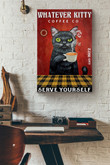 Whatever Kitty Serve Yourself Black Cat Drink Tea Canvas Painting Ideas, Canvas Hanging Prints, Gift Idea Framed Prints, Canvas Paintings Wrapped Canvas 12x16