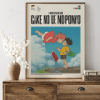 Gake No Ue No Ponyo Movie Poster Print, Modern Framed Hayao Miyazaki Ghibli Anime Posters, Vintage Wall Art Home Decor Japanese Film Poster