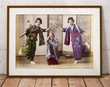 19Th Century Geisha'S In Japan - Japanese Vintage Art Photography Print Poster Canvas Wall Art