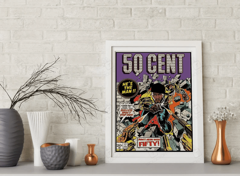 50 Cent Poster Music Poster Rock'N Roll Poster Music Lovers Home Decor Wall Decor Famous Wall Art Vintage Poster