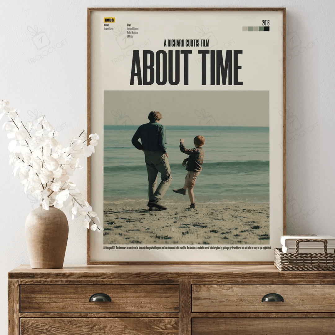 About Time Movie Poster Print, Modern Illustration Fan Art Film Posters, Vintage Retro Wall Art Home Decor Collectible Framed Poster Gift