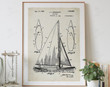Sailboat Patent Drawing Print Digital Download, Vintage Art Patent Drawings Prints Store, Patents Wall Art Printable Poster Designs Gifts