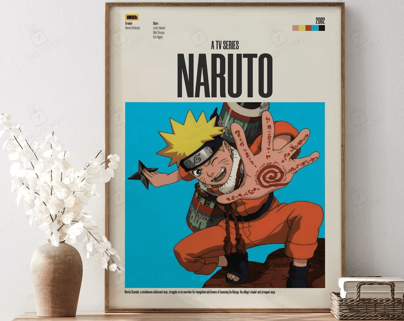 Naruto Anime Movie Poster Print, Minimalist Manga Uzumaki Akatsuki Character Fan Art Posters, Vintage Retro Wall Art Home Decor Poster Gift