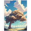 Anime Art Print Tree Relaxing Whimsical Clouds Aesthetic Art Print Large Bedroom Living Room Wall Art Ready To Hang Framed Poster