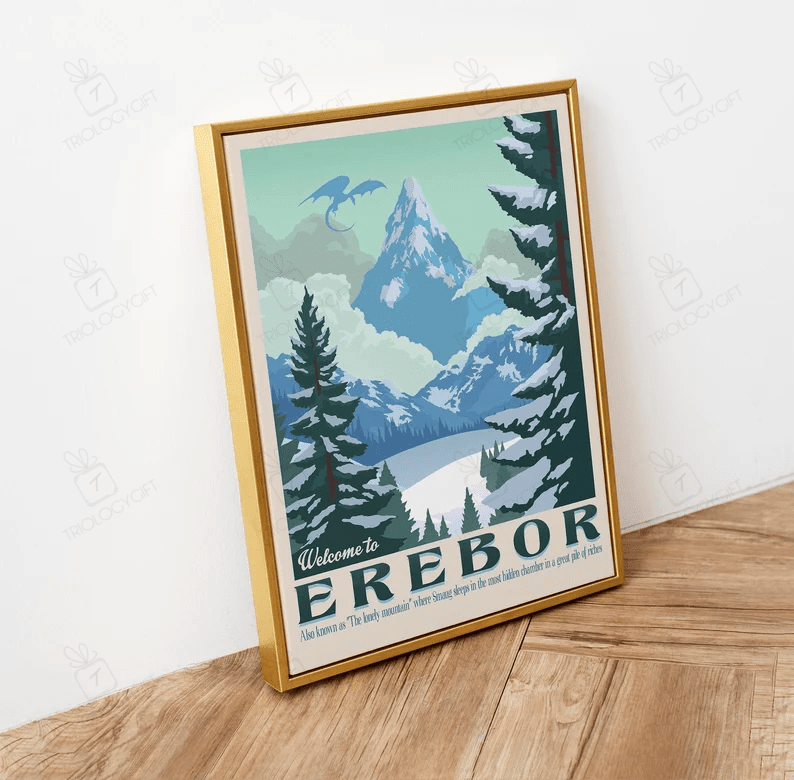 Lord Of The Rings Poster Lotr Middle Earth Erebor Retro Travel Wall Art Lord Of The Rings Middle Earth Travel Posters Lotr Travel Poster 23