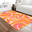 1970 Wavy Swirl Seamless Pattern in Orange and Pink Colors. Hand Drawn Vector Illustration Area Rug Hot Rod Rug For Garage, Automotive Garage Rug