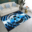 Video Game Themed Area Rug with Gamepad Print for Living Room or Playing Room Hot Rod Rug For Garage, Automotive Garage Rug