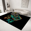 Personalized Black Carpet with 3D Printed Gamepad Controller Gamer Boys Bedroom Area Rug Hot Rod Rug For Garage, Automotive Garage Rug