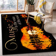 Music Is The Voice Of The Soul Guitar Area Rug Hot Rod Rug For Garage, Automotive Garage Rug