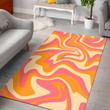 1970 Wavy Swirl Seamless Pattern in Orange and Pink Colors. Hand Drawn Vector Illustration Area Rug Hot Rod Rug For Garage, Automotive Garage Rug