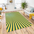 Green And Yellow Trippy Psychedelic Optical Illusion Area Rug Hot Rod Rug For Garage, Automotive Garage Rug
