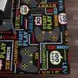 Game Controller Pixel 80s Arcade Carpet, Rug For Boy Game Room Hot Rod Rug For Garage, Automotive Garage Rug