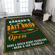 Personalized Bait Shop Fishing Area Hot Rod Rug For Garage, Automotive Garage Rug