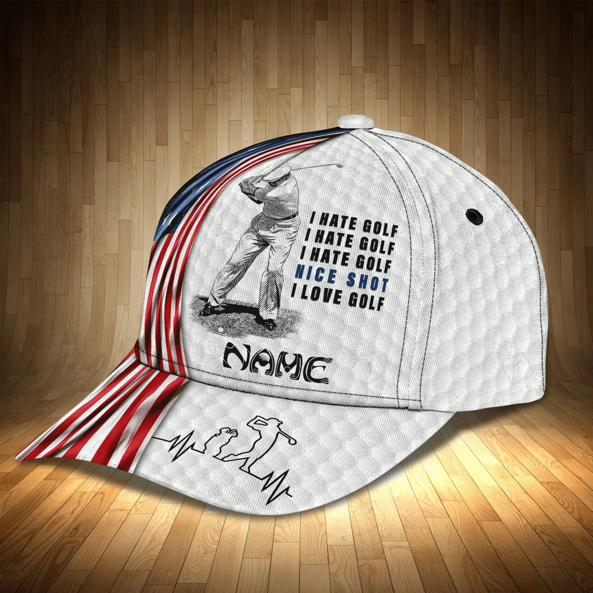 Customized 3D Full Printed Mens Golf Cap, Classic 3D Cap For Golfer, Nice Short I Love Golf Hat, Golf Cap