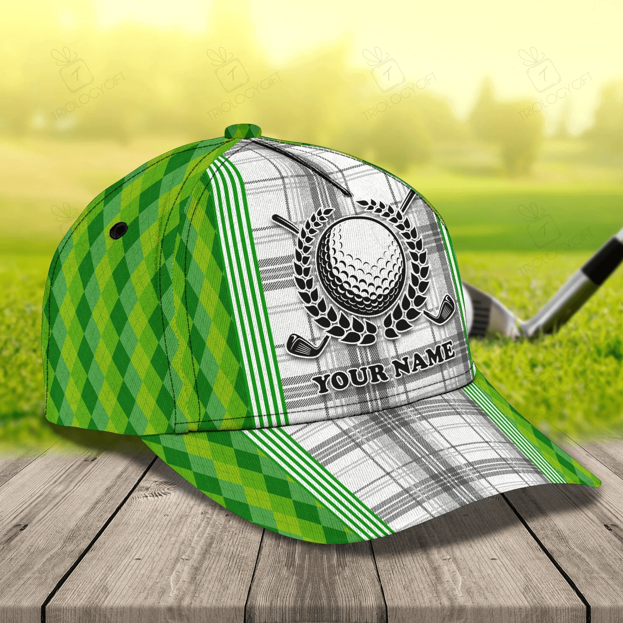 Custom Name Green Cap Golf Woman, Classic 3D Cap Hat For Golfer, Green Golf Cap Hat