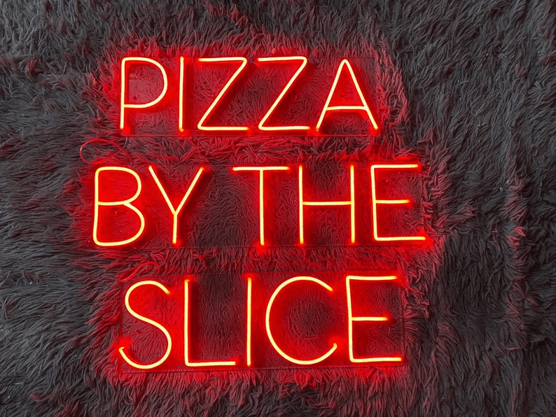 Pizza By The Slice Led Sign, Pizza By The Slice Neon Sign, Wall Decor, Bar Neon Sign, Custom Neon Sign, Pub Led Sign, Restaurant decor