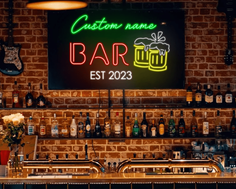 Custom Neon Bar Sign, Pub Beer Signage, Beer Brand Neon Custom, Led Light Sign for Home Bar, Man Cave Sign, Personalized Gifts for Him, Neon Art