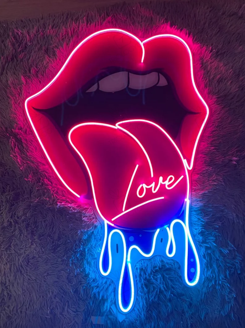 Dripping Lips Neon Sign, Dripping Love Led Sign, Wall Decor, Dripping Lips Neon Sign, Custom Neon Sign, Christmas Decor, Best Gifts