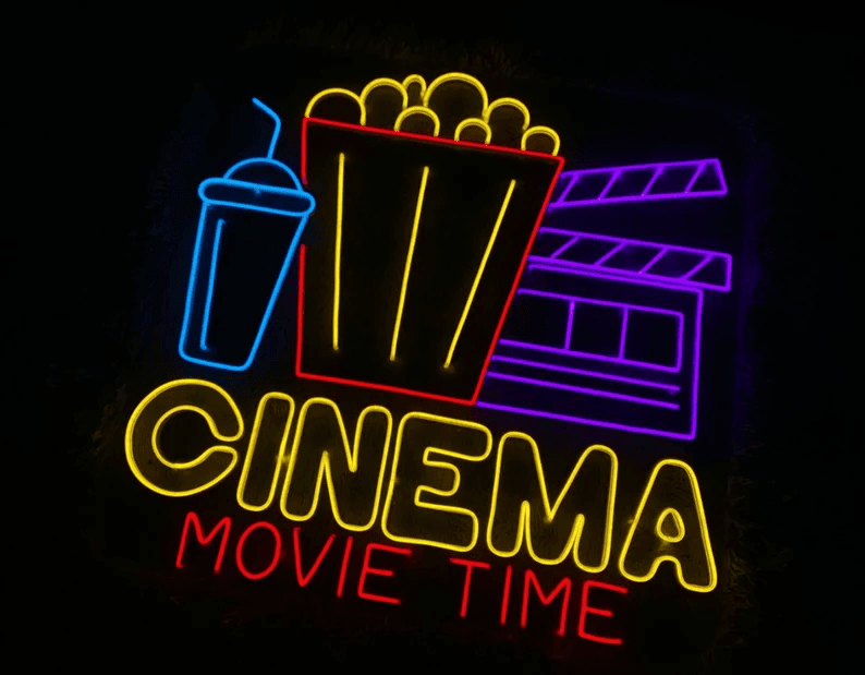 Movie Time Led Sign, Movie Neon Sign, Wall Decor, Movie Time Neon Sign, Custom Neon Sign, Shop Led Sign, Best Gifts, Relax Led Signs
