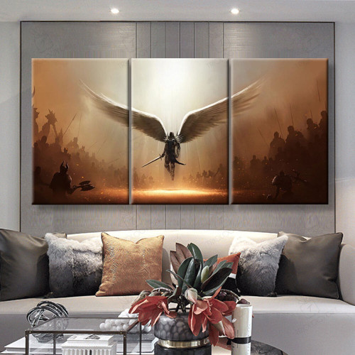 Warrior Angel Michael Christian Multi Panel Wall Art , Trilogygift Multi Piece Painting