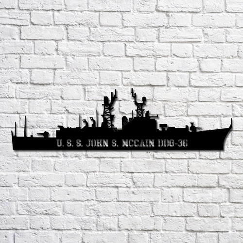 U.s.s. John S. Mccain Ddg 36 Navy Ship Metal Art, Custom Us Navy Ship Cut Metal Sign, Gift For Navy Veteran