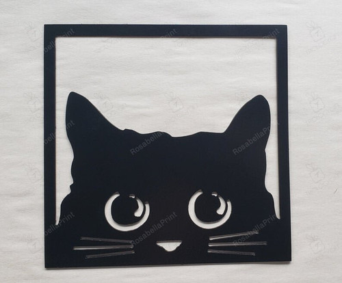 Cat Peeking (Square) Wall Art Laser Cut Metal Signs