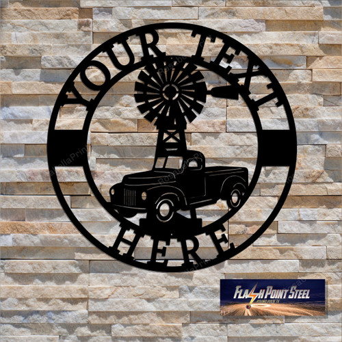 Personalized Farm Truck Windmill Sign, Ranch Sign, Farm Sign, Steel Art, Farmhouse Decor,welcome Sign, Housewarming Gift, Family Sign Laser Cut Metal Signs