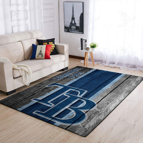 Tampa Bay Rays Mlb Team Logo Wooden Style Style Nice Gift Rectangle Area Rugs Carpet For Living Room, Bedroom, Kitchen Rugs, Non-Slip Carpet Rp126011