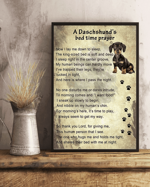 Dachshund s painting prints Dachshunds bed time prayer dogs lover HA0159 PTD Poster Canvas Art, Trilogygift Framed Matte Canvas Prints
