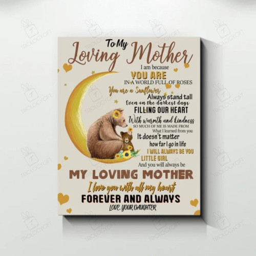 To My Mother Loving Greatest Mom Bear Print Gift Idea Poster Canvas Art, Trilogygift Framed Matte Canvas Prints