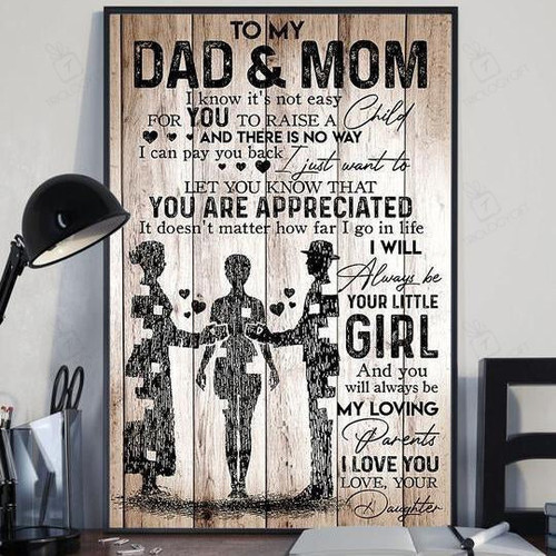 Daughter To Mom Gifts For Dad My And I'll Always Be Your Little Girl Poster Fathers Day Poster Canvas Art, Trilogygift Framed Matte Canvas Prints