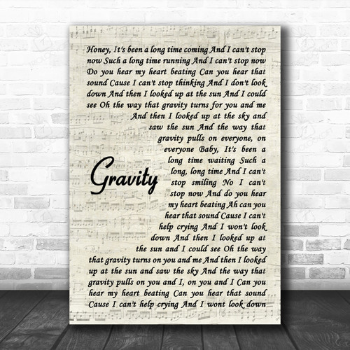 Embrace Gravity Vintage Script Song Lyric Music Wall Art Print Lyrics Poster Wrapped Canvas Frame Gift