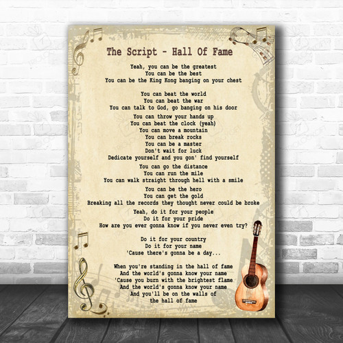 The Script Hall Of Fame Song Lyric Vintage Music Wall Art Print Lyrics Poster Wrapped Canvas Frame Gift
