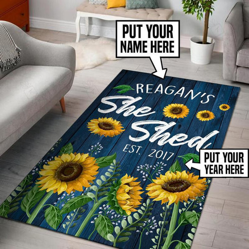 Personalized She Shed Area Rug Carpet Vintage Home Decor Gift Idea