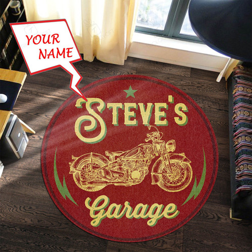 Personalized Dad'S Garage Round Mat 05296 Living Room Rugs, Bedroom Rugs, Kitchen Rugs