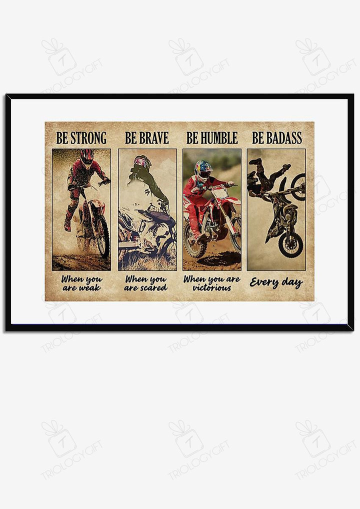 Motorcycle Be Strong When You Are Weak For Car Decor Auto Garage Decor Framed Matte Canvas 8x10
