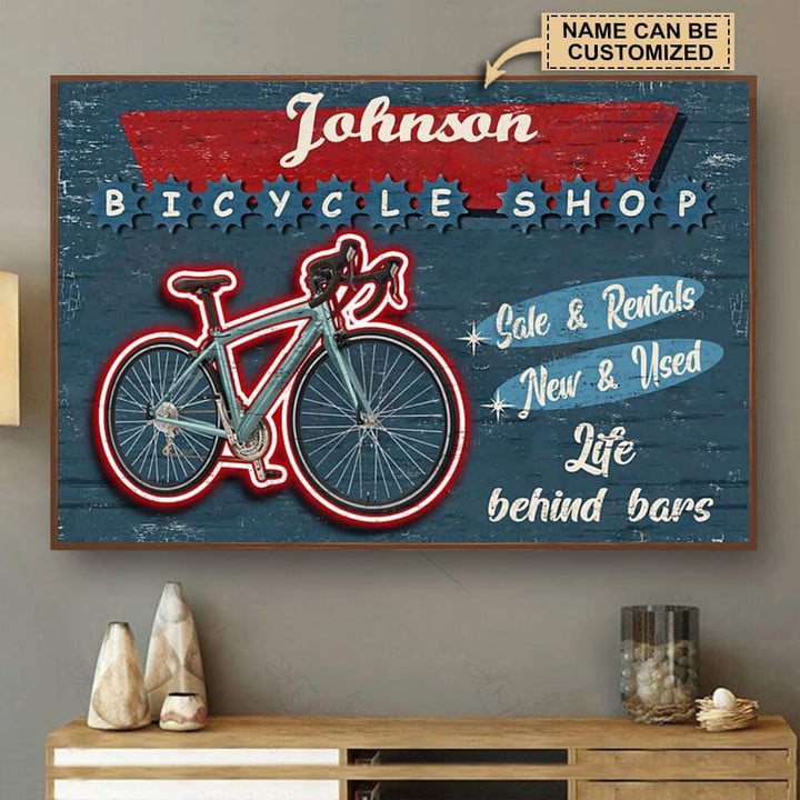 Personalized Bespoke Custom Meaningful Gift Cycling Bicycle Shop Life Behind Bar  Poster Canvas Art, Trilogygift Framed Matte Canvas Prints
