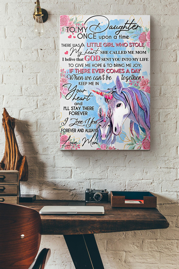 Unicorn To My Daughter Mom Canvas Painting Ideas, Canvas Hanging Prints, Gift Idea Framed Prints, Canvas Paintings Wrapped Canvas 8x10