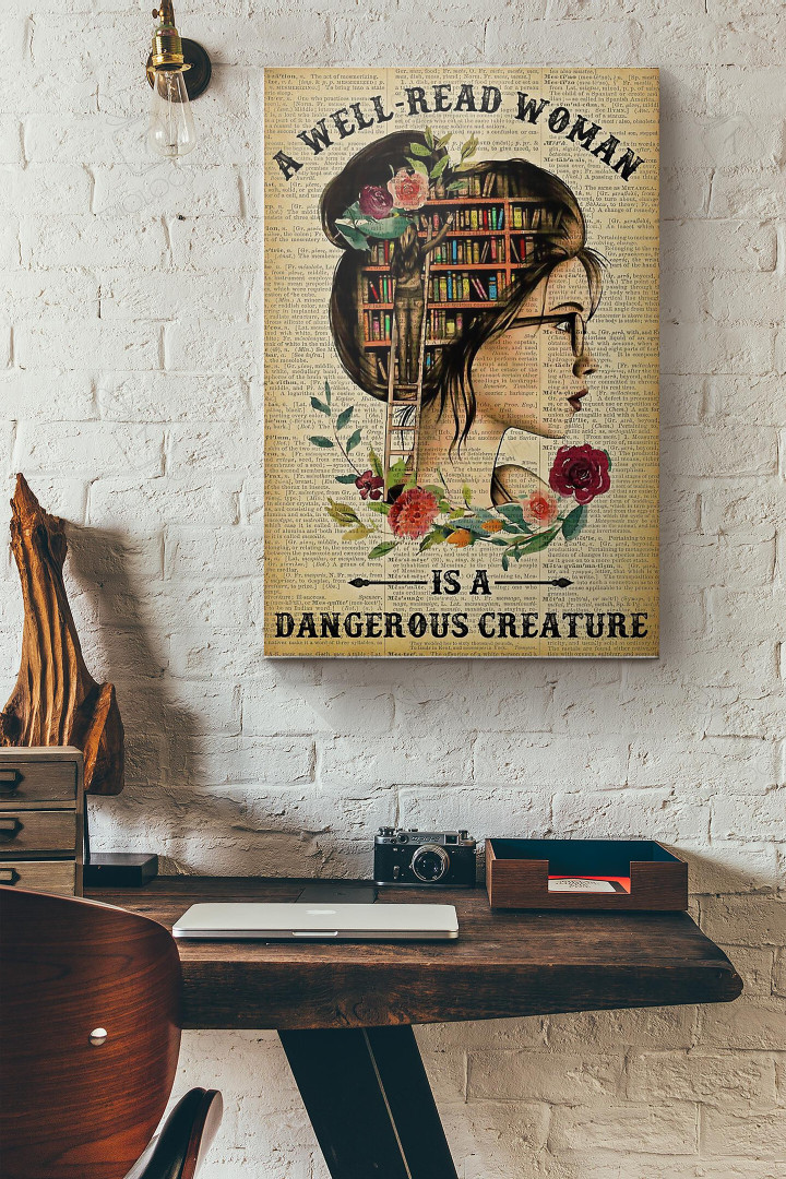 Well Read Woman Is Dangerous Creature Canvas Painting Ideas, Canvas Hanging Prints, Gift Idea Framed Prints, Canvas Paintings Wrapped Canvas 8x10