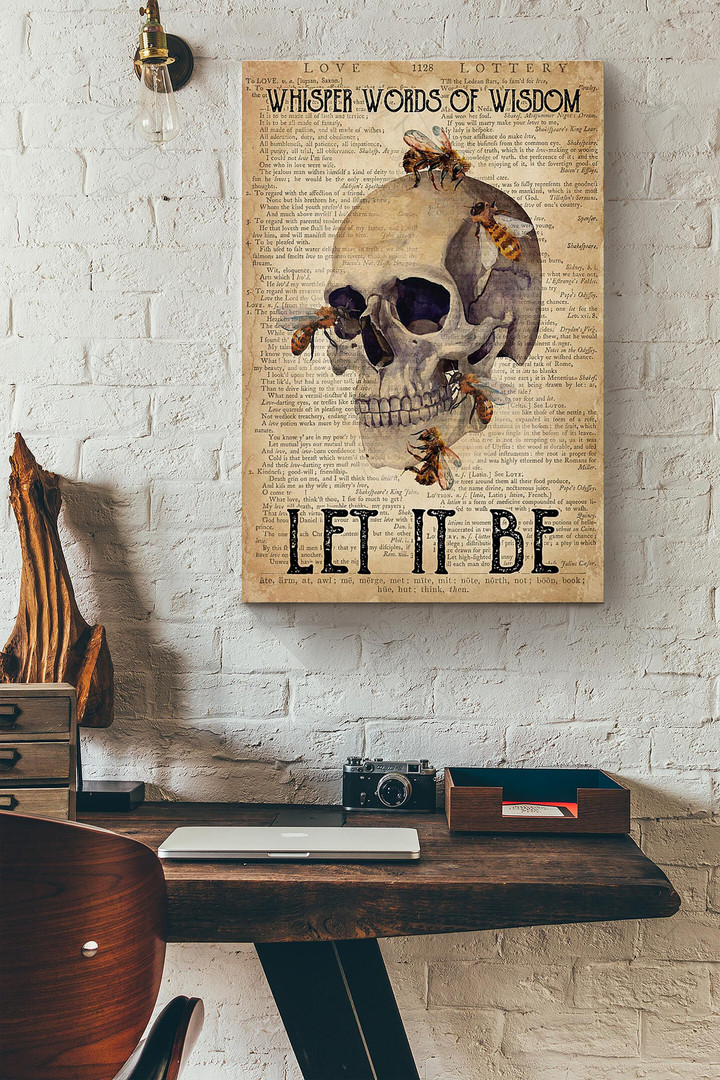 Whisper Words Of Wisdom Let It Be Skull Bee Dictionary Canvas Painting Ideas, Canvas Hanging Prints, Gift Idea Framed Prints, Canvas Paintings Wrapped Canvas 8x10