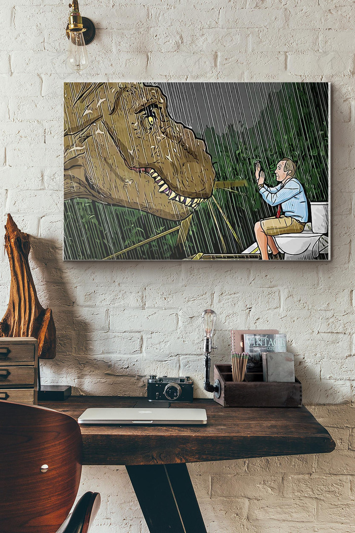 T Jurassic Park T Rex Eats Lawyer On Toilet Canvas Painting Ideas, Canvas Hanging Prints, Gift Idea Framed Prints, Canvas Paintings Wrapped Canvas 8x10