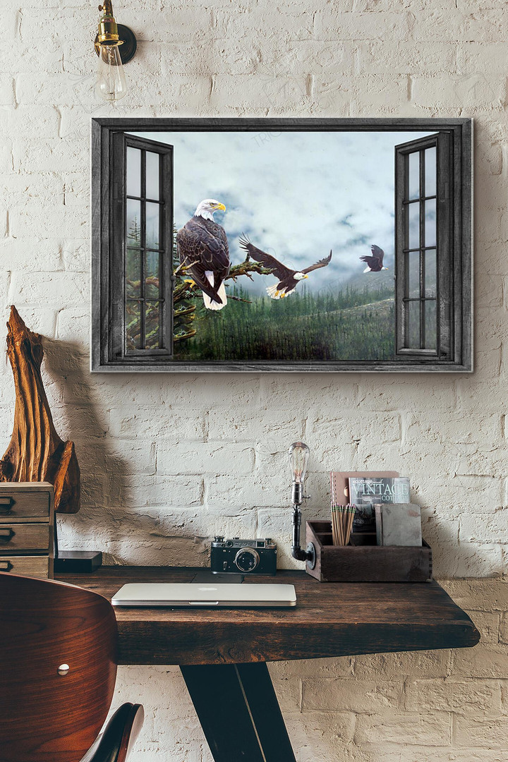 Window Flying Eagle In Spring Forest Canvas Painting Ideas, Canvas Hanging Prints, Gift Idea Framed Prints, Canvas Paintings Wrapped Canvas 8x10