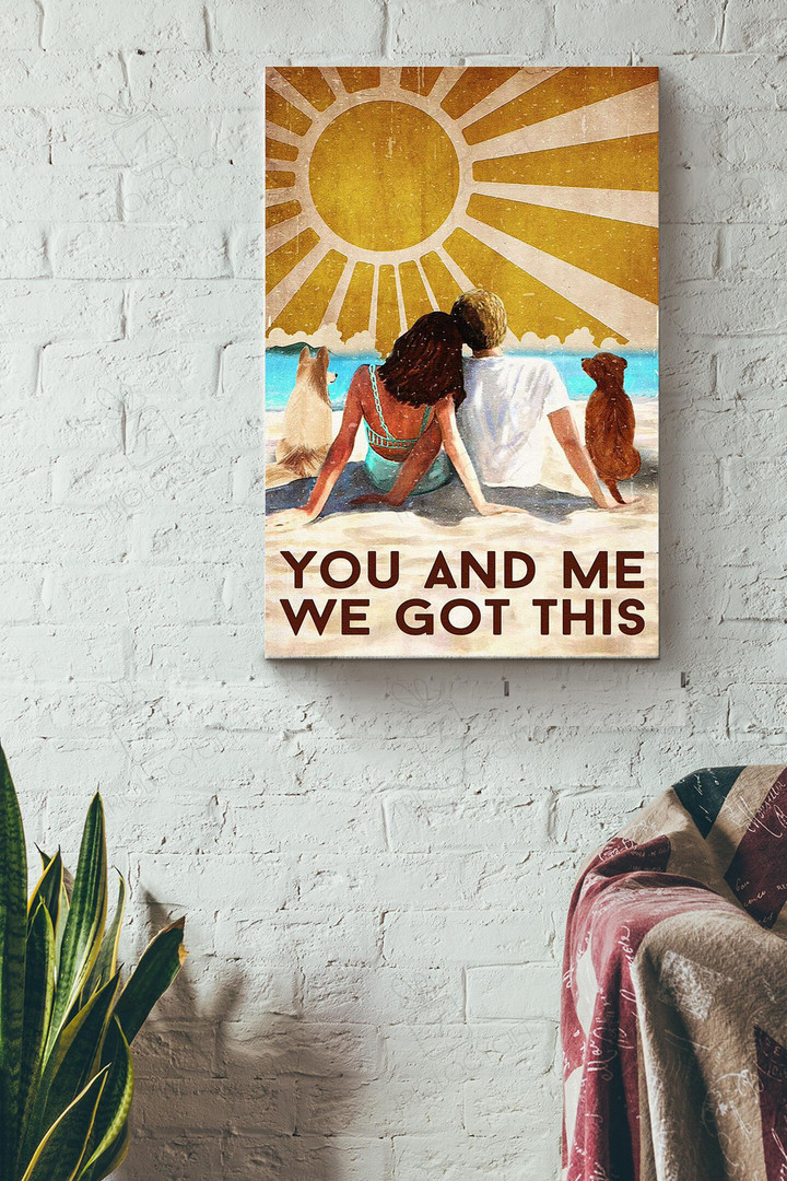 You And Me We Got This Couple On The Beach With Their Dogs Canvas Painting Ideas, Canvas Hanging Prints, Gift Idea Framed Prints, Canvas Paintings Wrapped Canvas 8x10