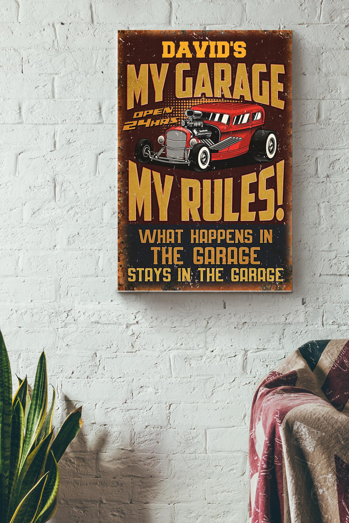 What Happens In The Garage Stays In The Garage Car Garage Canvas Painting Ideas, Canvas Hanging Prints, Gift Idea Framed Prints, Canvas Paintings Wrapped Canvas 8x10