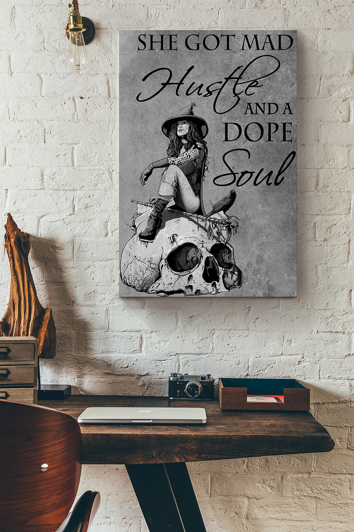 Witch Skull She Got Mad Hustle And A Dope Soul Halloween Canvas Painting Ideas, Canvas Hanging Prints, Gift Idea Framed Prints, Canvas Paintings Wrapped Canvas 8x10