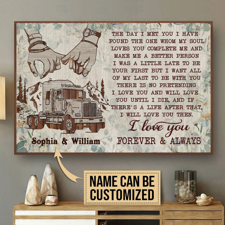 Aeticon Gifts Personalized Truck Floral Pallet The Day I Met You Canvas Home Decor Wrapped Canvas 8x10