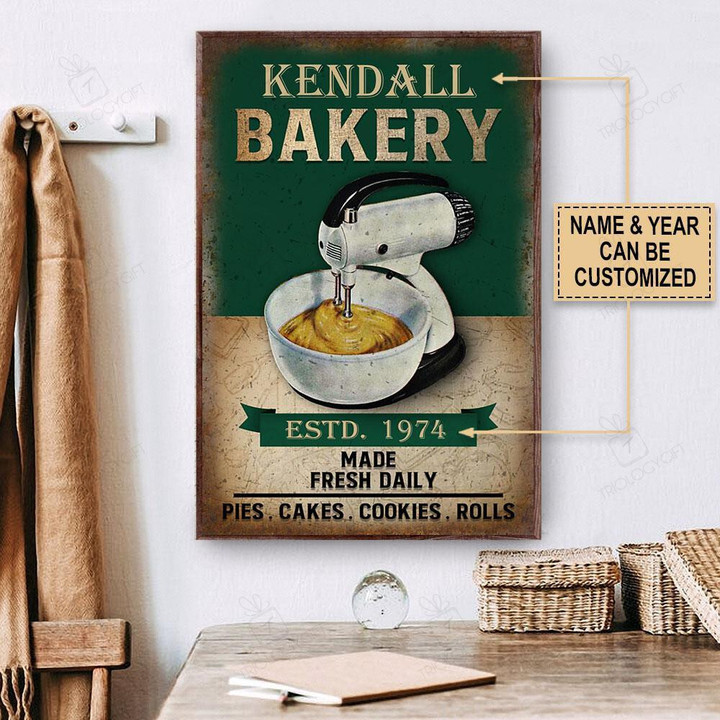 Aeticon Gifts Personalized Baking Made Fresh Daily Green Canvas Home Decor Wrapped Canvas 8x10