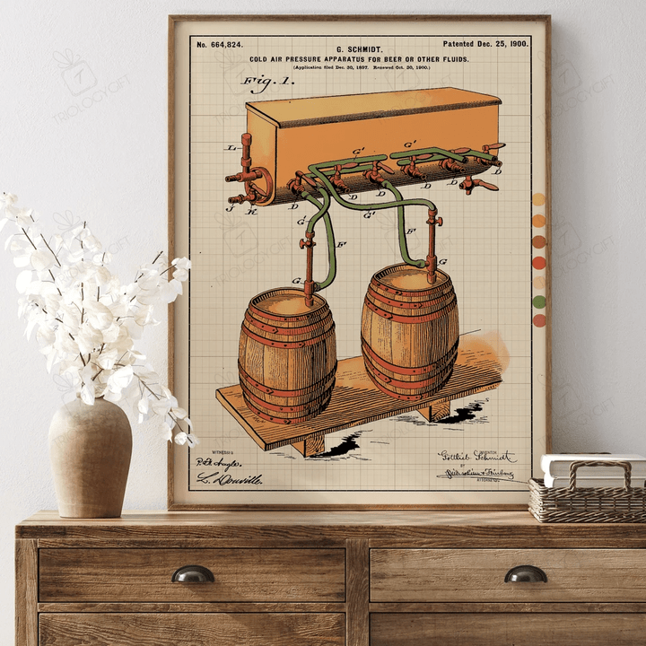 Beer Pressure Apparatus Patent Print, Minimalist Modern Contemporary Art Print, Vintage Wall Hanging Art Home Decor Set Framed Poster Gift