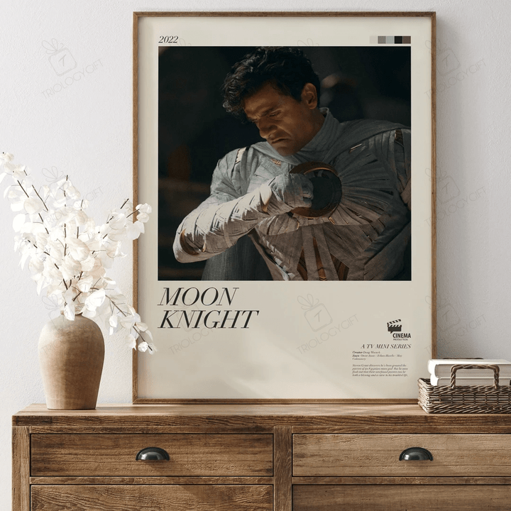 Moon Knight Movie Tv Series Poster, Minimalist Modern Superhero Framed Posters, Classic Vintage Retro Wall Art Home Decor Print Set Poster